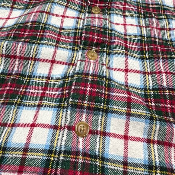 Men's Lands'end Red & Green Plaid Flannel Button Down Shirt Size Large - Picture 6 of 7